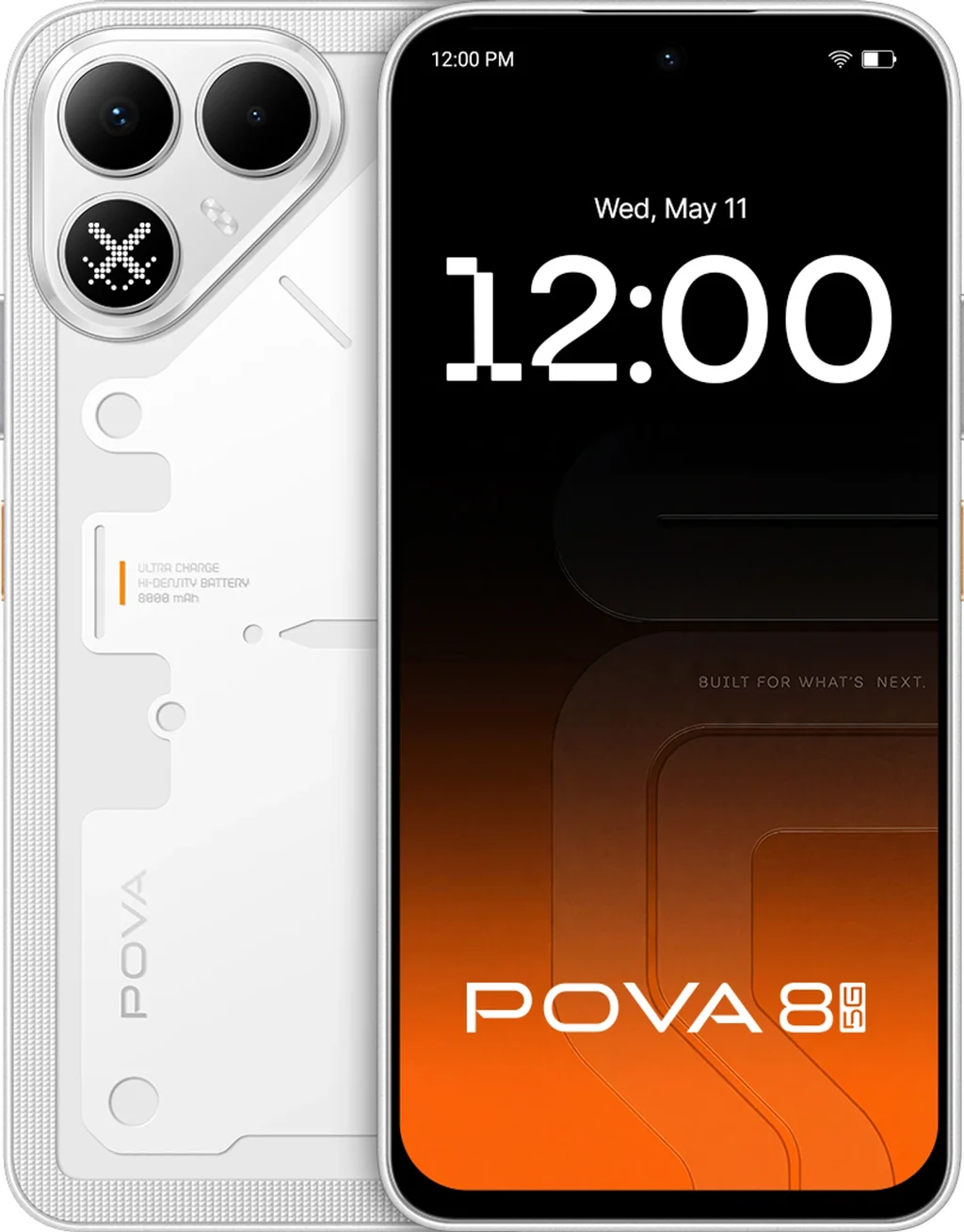 Tecno Pova 8 5G (White, 6GB+128GB) | 8000mAh Battery + 45W Fast Charger | Upto 12GB RAM | IP64 & MIL-STD-810H Protection | 20 5G Bands & Triple-Chipset | 144Hz Smooth Display*
